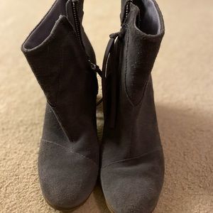 TOMS gray leather bootie